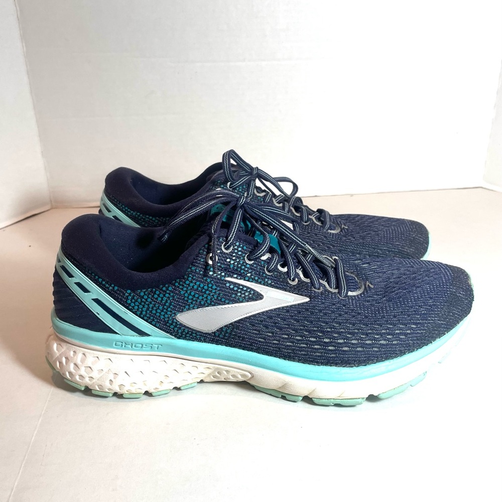 Brooks Ghost Athletic Shoes - Navy and Aqua